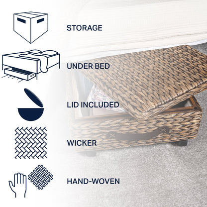 happimess Hyacinth/Wood Underbed Storage Bin with Wheels & Handles