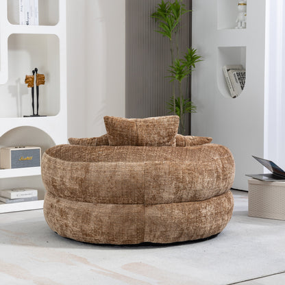 Coffee Oversized 42.52 Chenille Lazy Bean Bag Single Sofa with Three Pillows for Bedroom