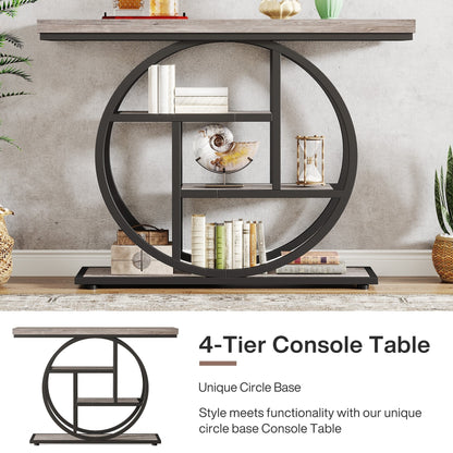 Console Table for Entryway, Industrial 4-Tier Sofa Table Behind Couch