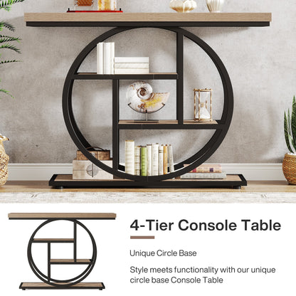 Console Table for Entryway, Industrial 4-Tier Sofa Table Behind Couch