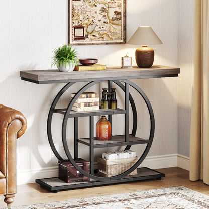 Console Table for Entryway, Industrial 4-Tier Sofa Table Behind Couch
