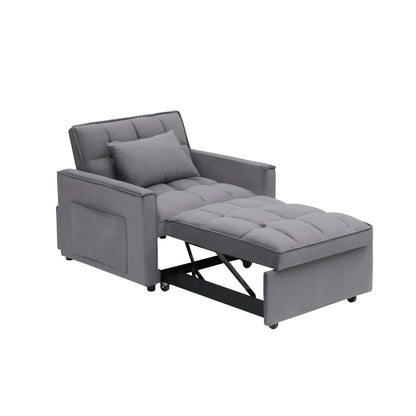Convertible Sofa Bed with Adjustable Back and Wheel