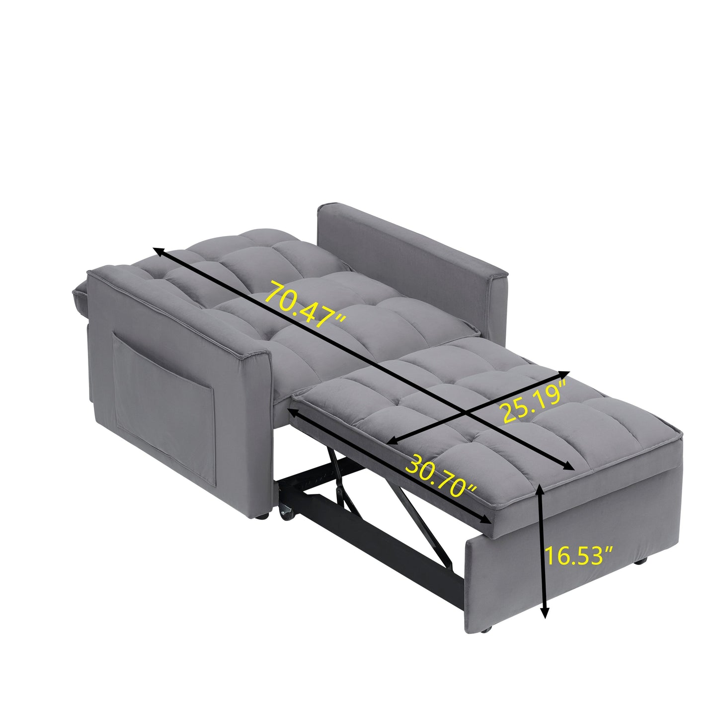 Convertible Sofa Bed with Adjustable Back and Wheel