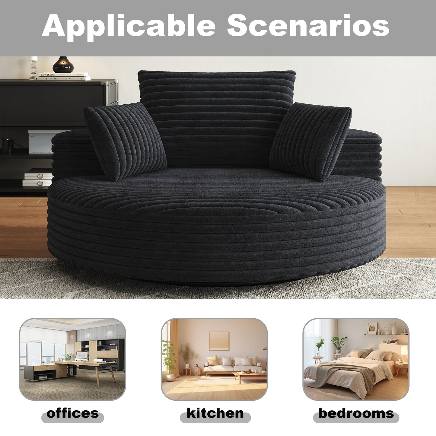 Corduroy Chenille Foam Single Swivel Chair