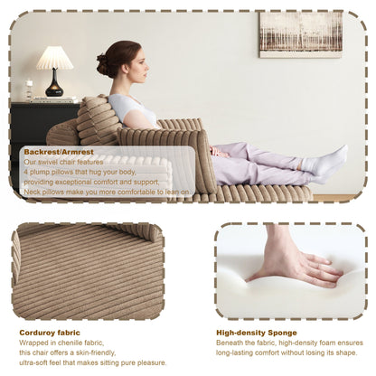 Corduroy Chenille Foam Single Swivel Chair