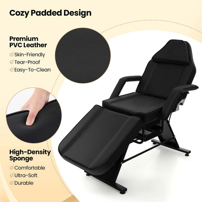 Costway 72 Massage Bed with Hydraulic Stool Adjustable Backrest &
