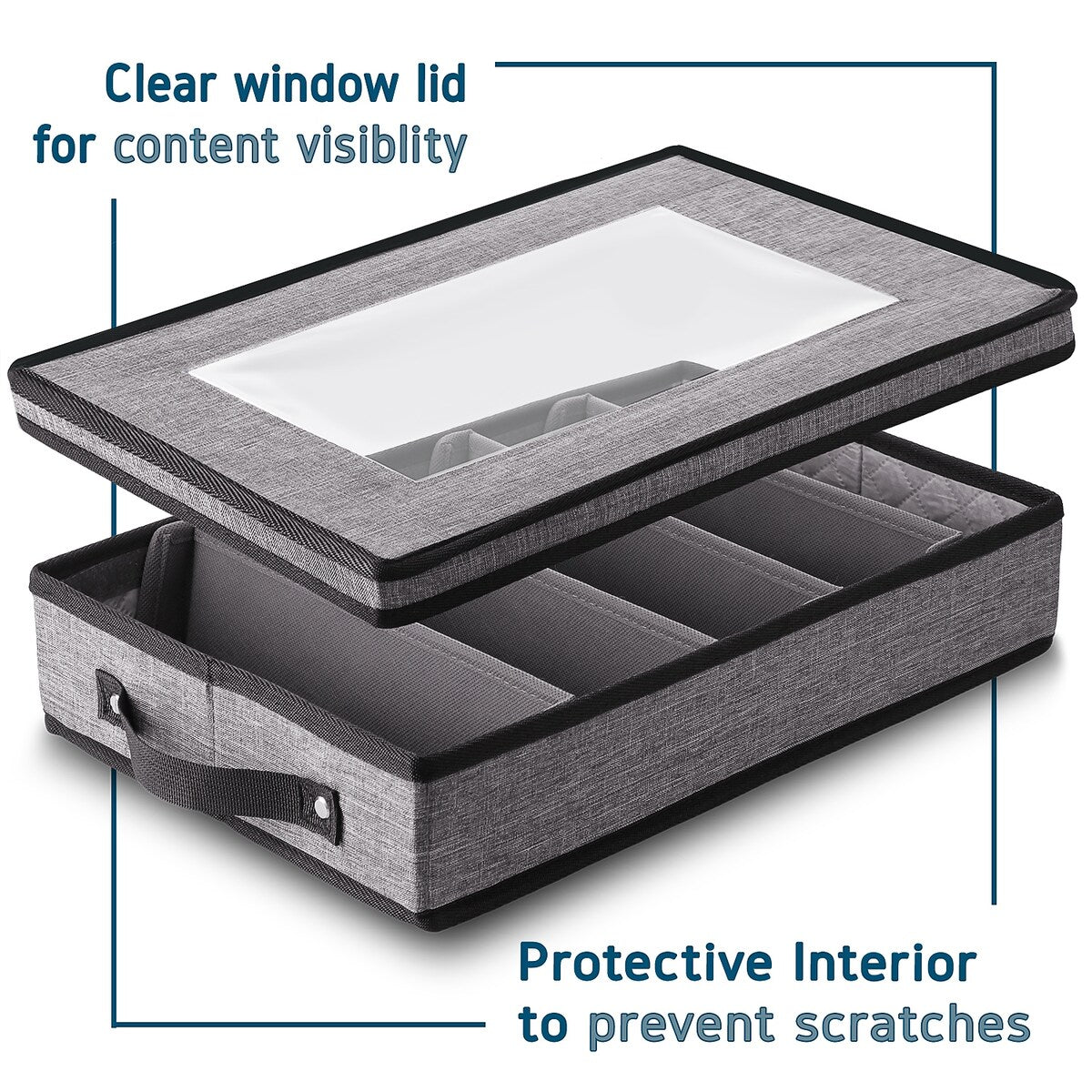 StorageBud Dinnerware Storage Containers - Stackable Holders for Plates, Cups, Flatware, Stemware, & Platter Sets