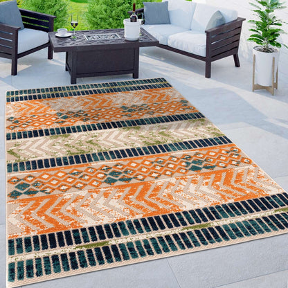 World Rug Gallery Distressed Geometric Indoor/Outdoor Area Rug