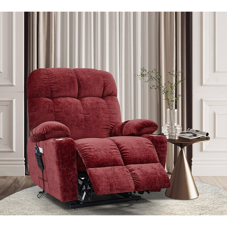 Dual OKIN Motor Lift Recliner for Seniors with Heating, Massage, 180¡ã Lay Flat, and Adjustable Backrest/Footrest
