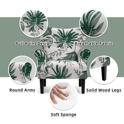 Erommy Modern Accent Chair, High Back Armchair, Upholstered Fabric Button Single Sofa with Wooden Legs for Living Room