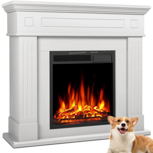 Electric Fireplace Mantel Wooden Surround Firebox, Remote Control
