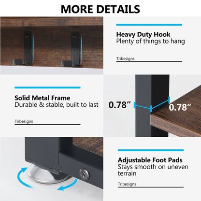 Entryway Coat Rack Shoe Bench Set, Industrial Hall Tree Coat Shoe Rack