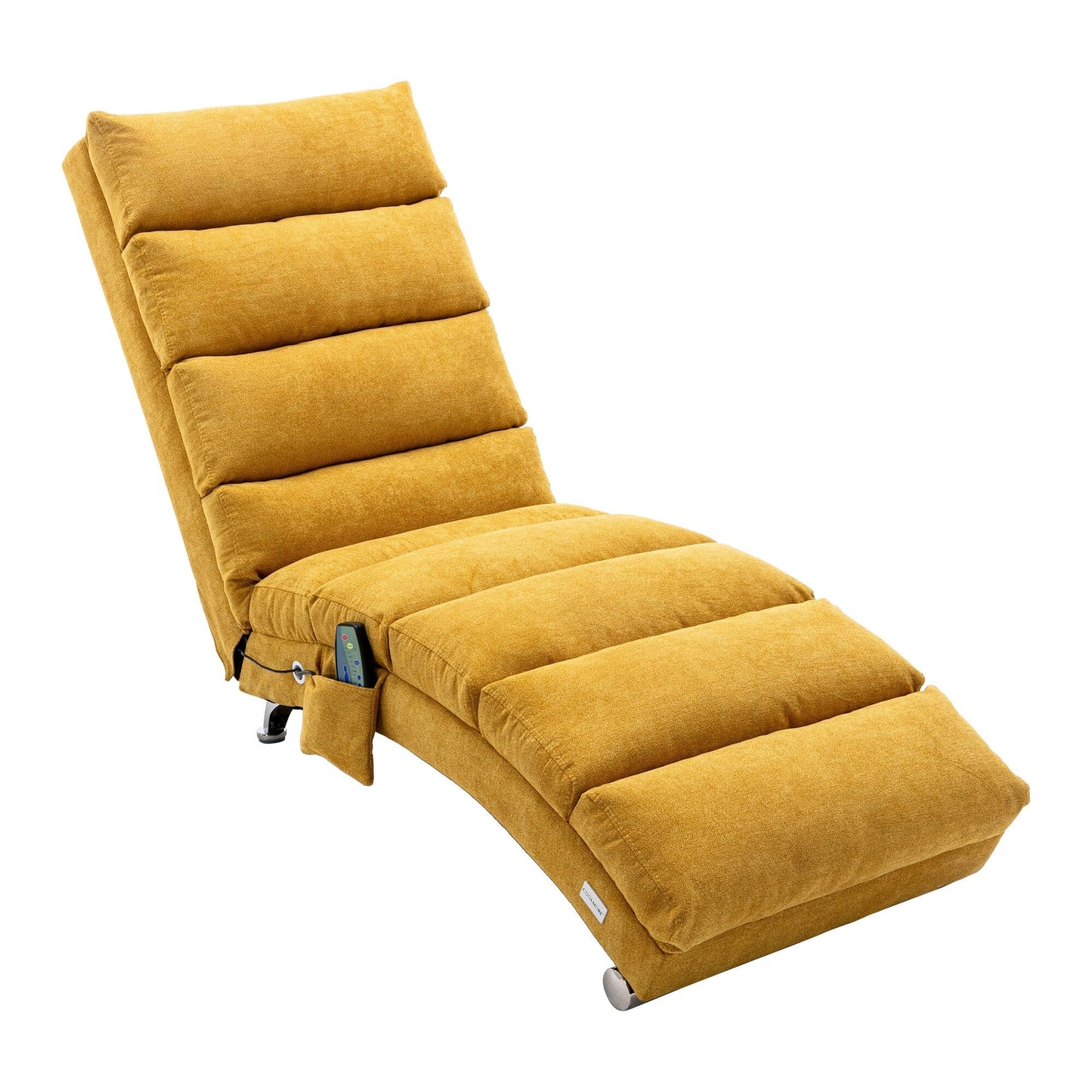 Ergonomic Linen Massage Chaise Lounge Chair Reclining Tufted Upholstered Sleeper with Remote and 5 Vibration Modes
