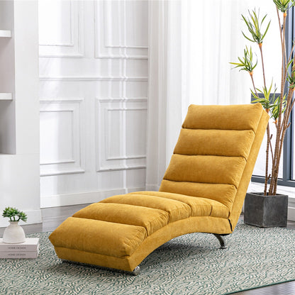Ergonomic Linen Massage Chaise Lounge Chair Reclining Tufted Upholstered Sleeper with Remote and 5 Vibration Modes