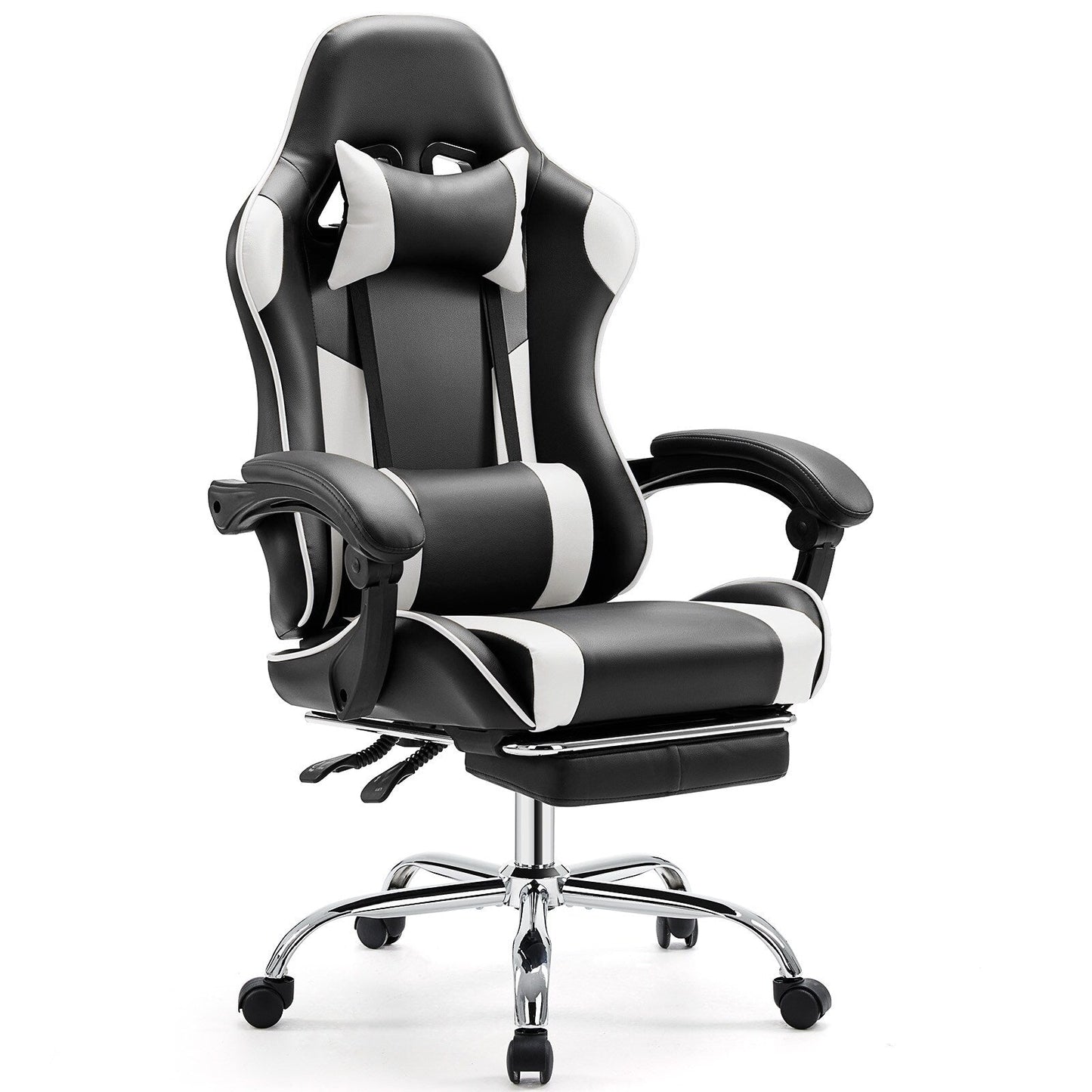 Ergonomic PU Leather 360¡ã Swivel Gaming Recliner with Footrest, Headrest, Lumbar Support, Adjustable Height