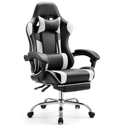 Ergonomic PU Leather 360¡ã Swivel Gaming Recliner with Footrest, Headrest, Lumbar Support, Adjustable Height