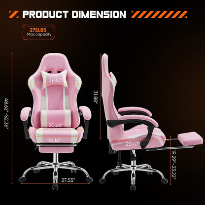 Ergonomic PU Leather 360¡ã Swivel Gaming Recliner with Footrest, Headrest, Lumbar Support, Adjustable Height