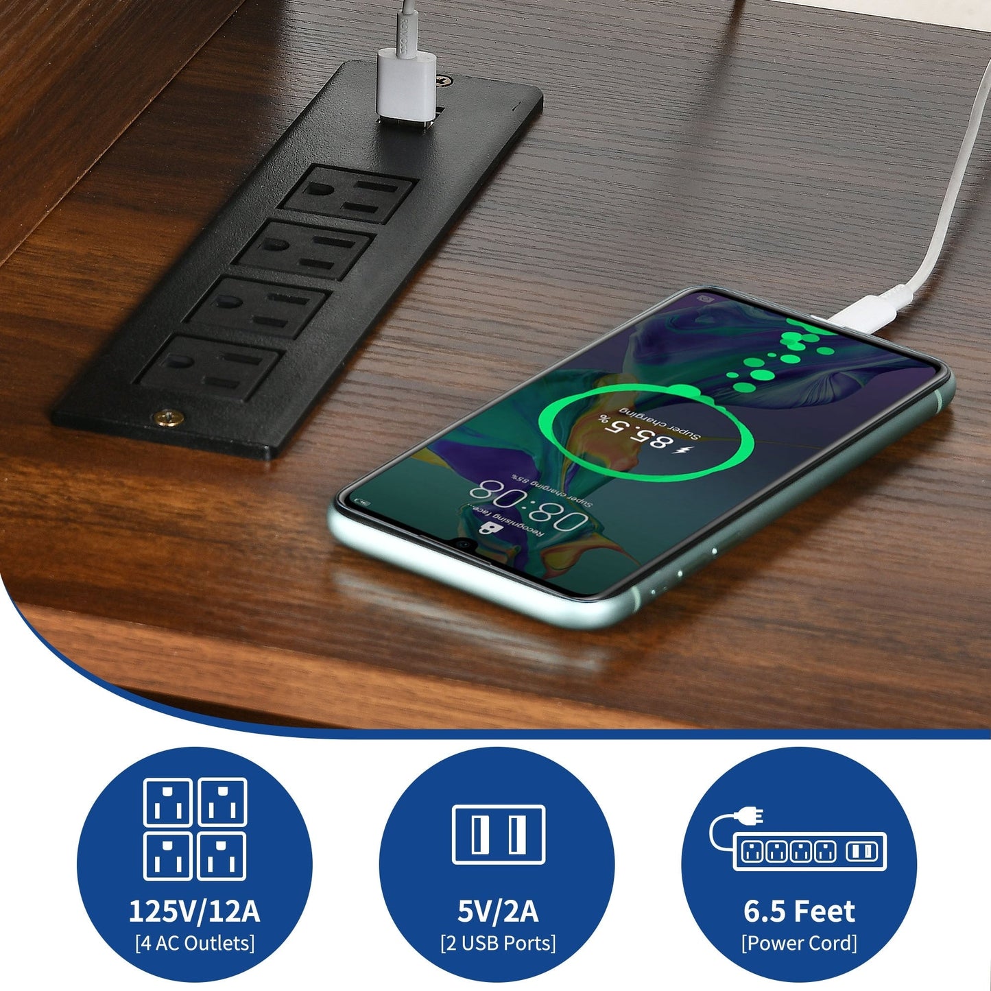 Farmhouse TV Stand for up to 65 TV with Doors and Open Shelves Media Console Power Outlet