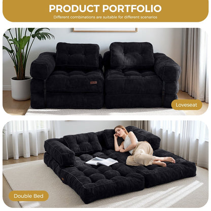 Foldable Sofa Bed,L-Shaped Floor Sofa Couch