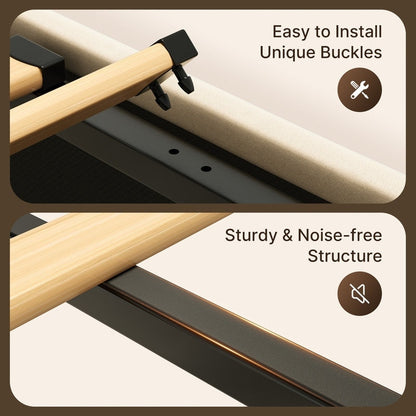 Lift Up Storage Bed Frame, Upholstered Platform Bed Frame with Hydraulic Storage System and Headboard