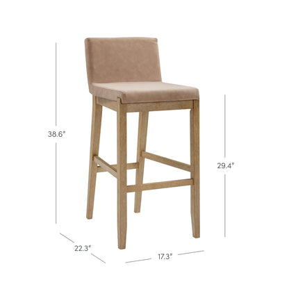 Gracie Modern Bar Stool, Boucle Upholstered Chair and Brushed Wooden Legs
