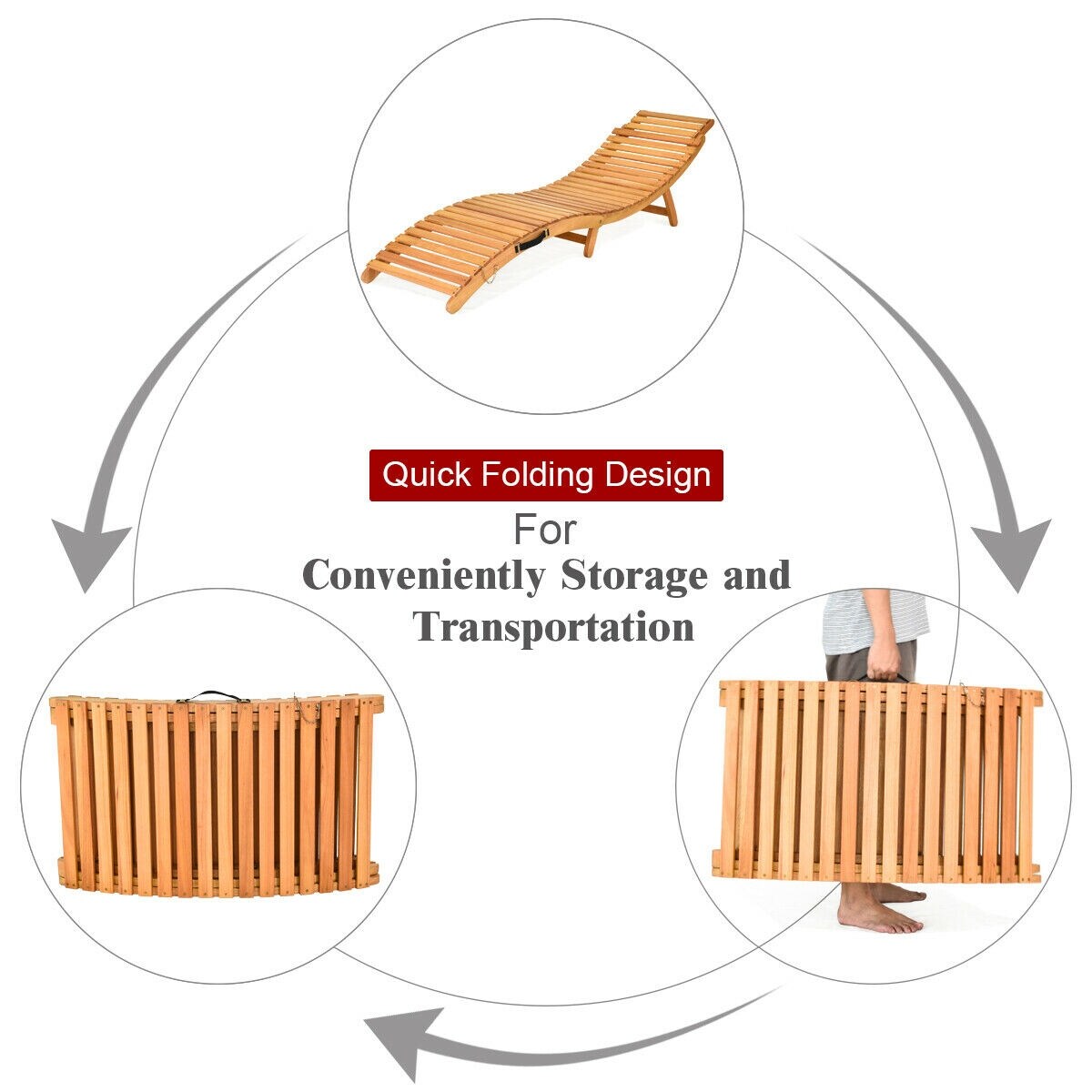 Gymax 2PCS Outdoor Folding Chaise Eucalyptus Lounge Chair w/ - See Details