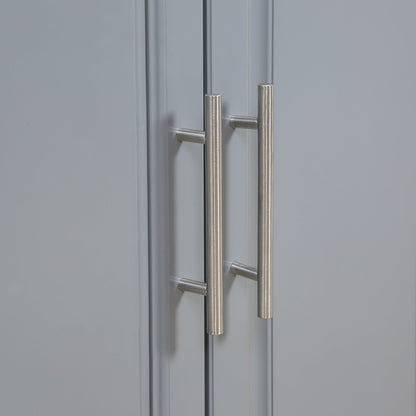 HOMCOM Rolling Kitchen Island with Storage, Portable Kitchen Cart with Stainless Steel Top, Gray - N/A