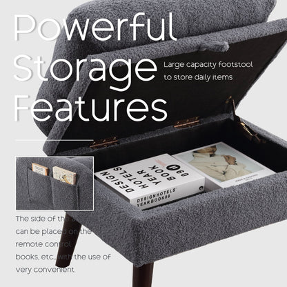 HOMYKA Accent Lounge Chair with Adjustable Backrest Storage Ottoman