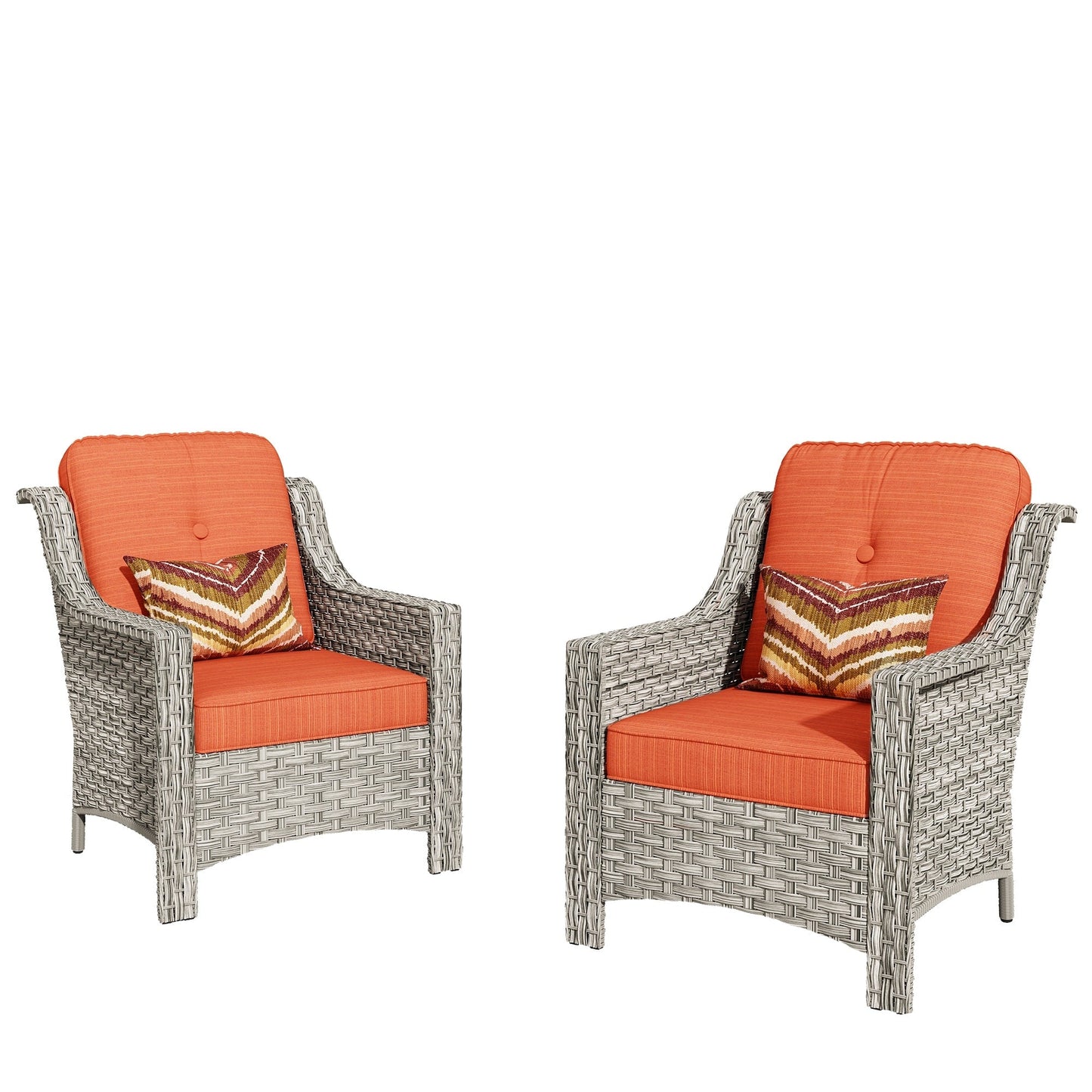 HOOOWOOO 2-piece High Back Wicker Rattan Outdoor Patio Chair Set