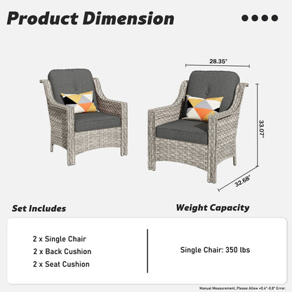 HOOOWOOO 2-piece High Back Wicker Rattan Outdoor Patio Chair Set