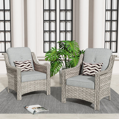 HOOOWOOO 2-piece High Back Wicker Rattan Outdoor Patio Chair Set