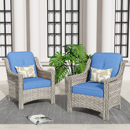 HOOOWOOO 2-piece High Back Wicker Rattan Outdoor Patio Chair Set