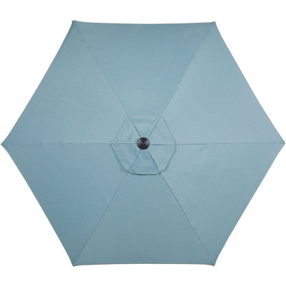 Hanover Lavallette 5-Piece Dining Set in Ocean Blue with 4 Stationary Chairs, 52-In. Round Glass-Top Table, Umbrella, and Base