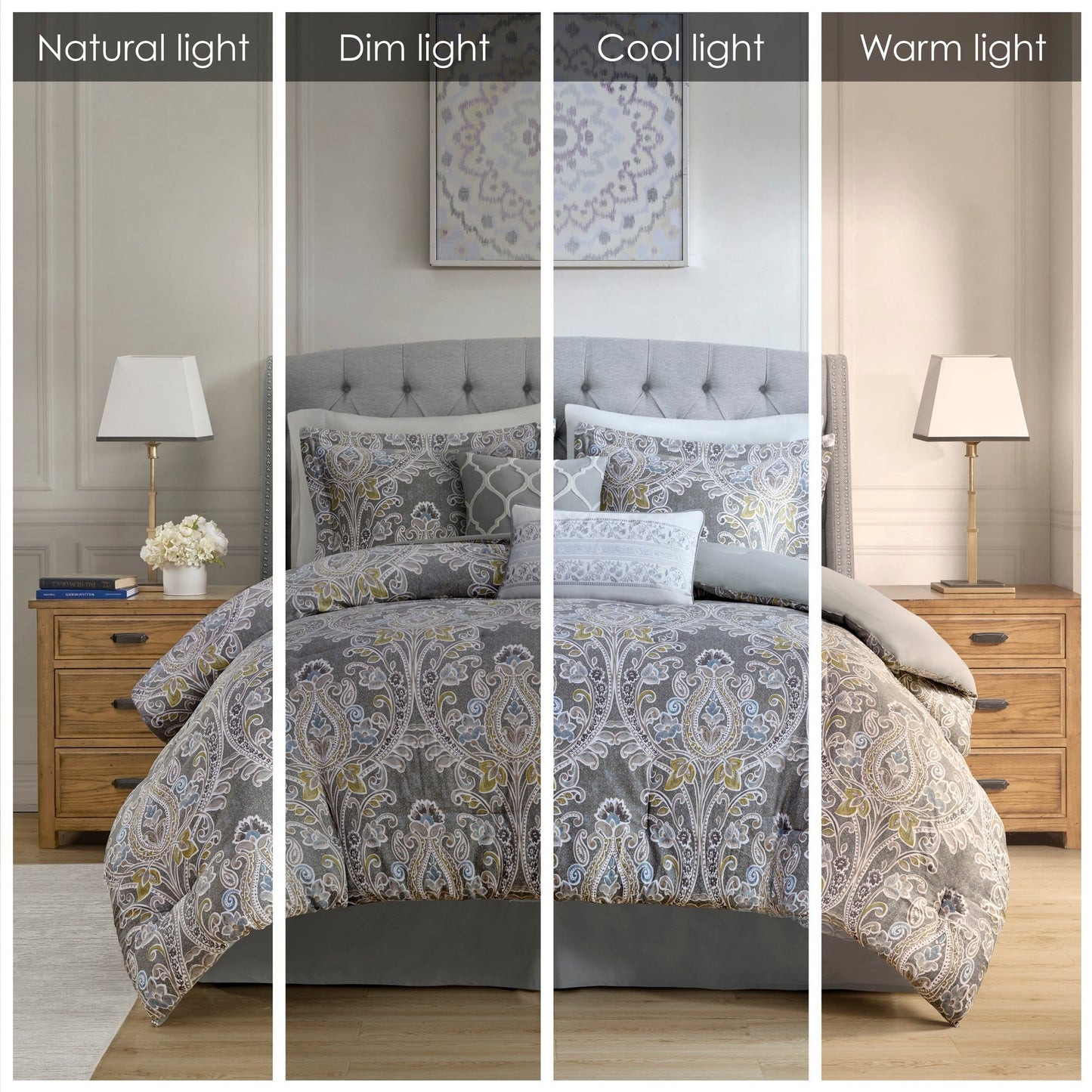 Harbor House Hallie 6-piece Grey Damask Pattern Cotton Comforter Set