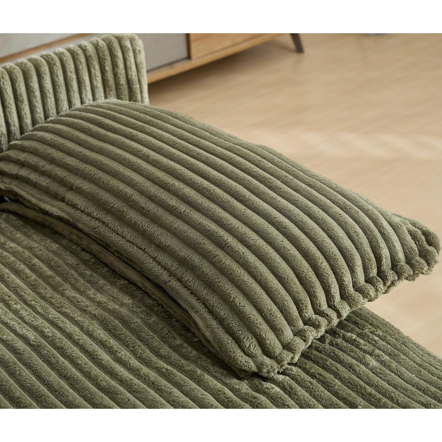 Harmonia 109 W Oversized Corduroy Sofa Bed, Deep Seat Double Lounge Chaise with 4 Pillows