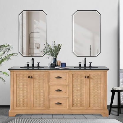Hervas Bath Vanity with Natural Marble Top without Mirror
