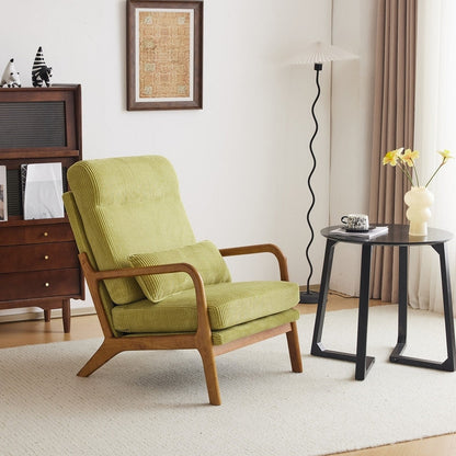 High Back Solid Wood Armrest Backrest Leisure Chair Accent Chair