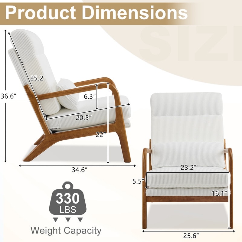 High Back Solid Wood Armrest Backrest Leisure Chair Accent Chair