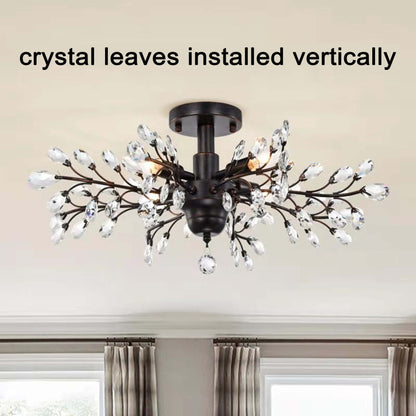 Holly 4-light Crystal Leaves Flush Mount