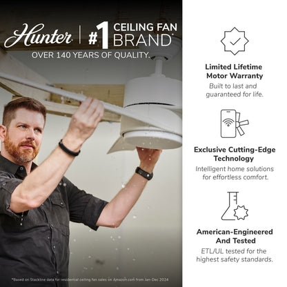 Hunter WiFi Whittington Ceiling Fan with LED Light, Handheld Remote - Windmill - Industrial, Farmhouse, Rustic - SMART FAN!