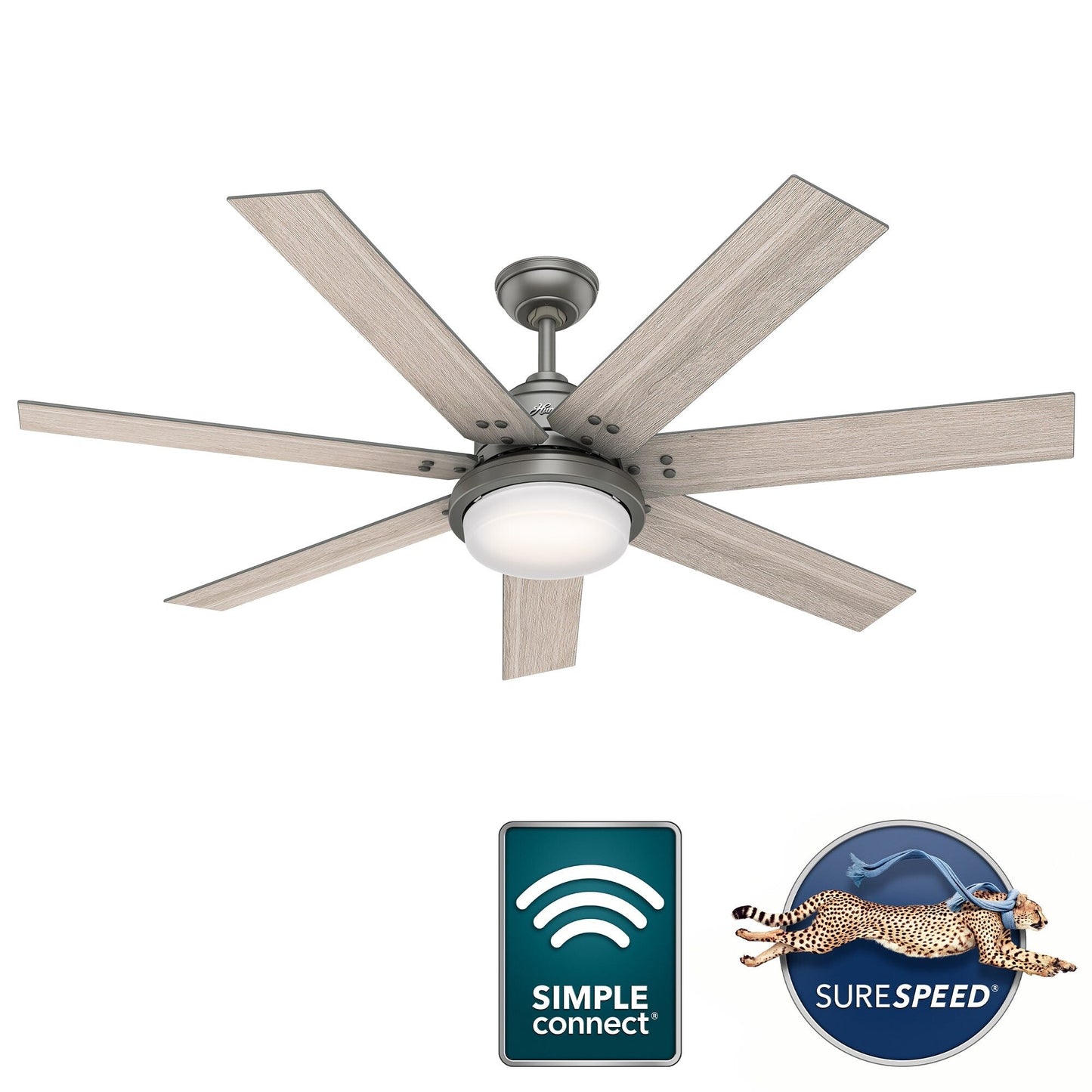 Hunter WiFi Whittington Ceiling Fan with LED Light, Handheld Remote - Windmill - Industrial, Farmhouse, Rustic - SMART FAN!