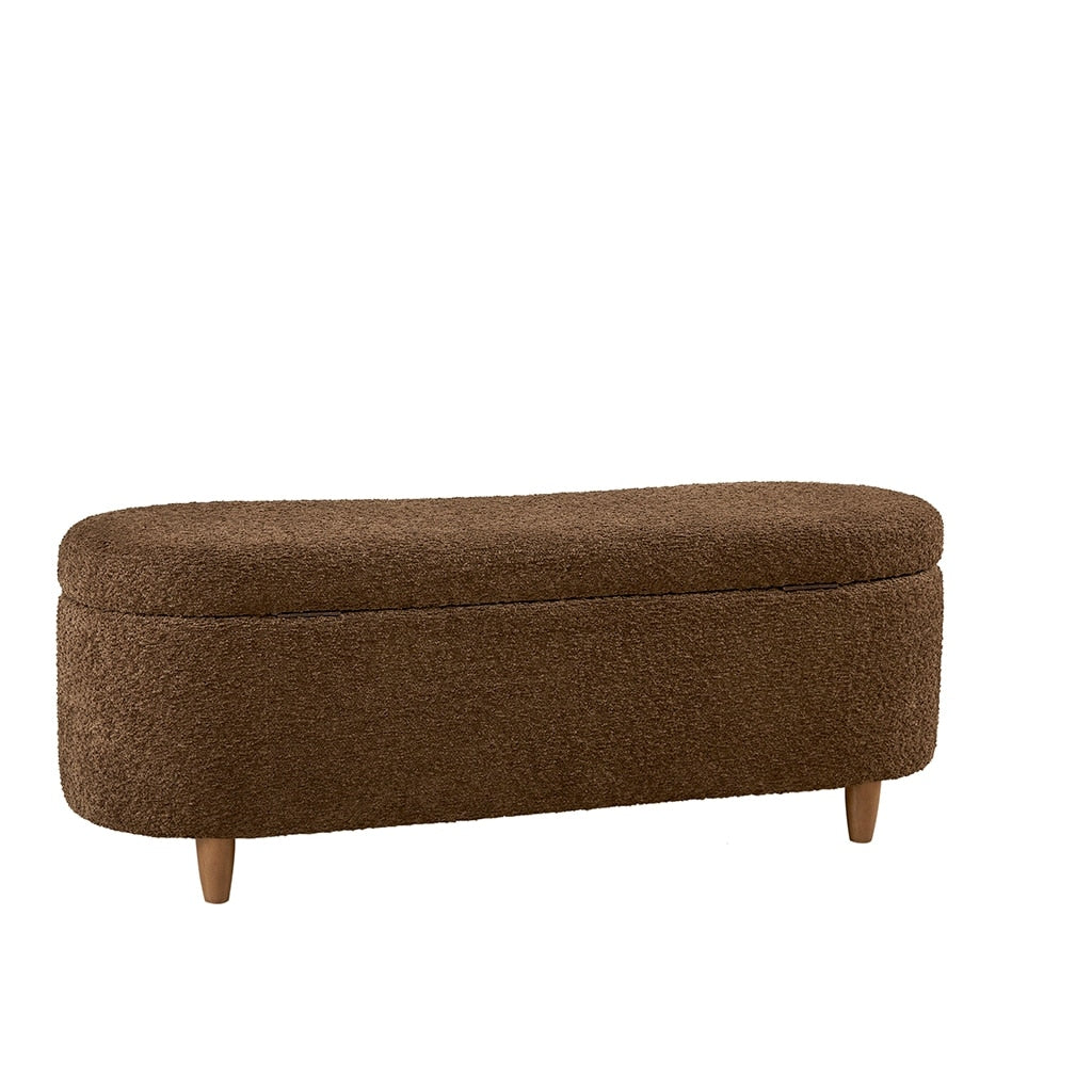 INK IVY Bailey Boucle-Style Curved Storage Accent Bench