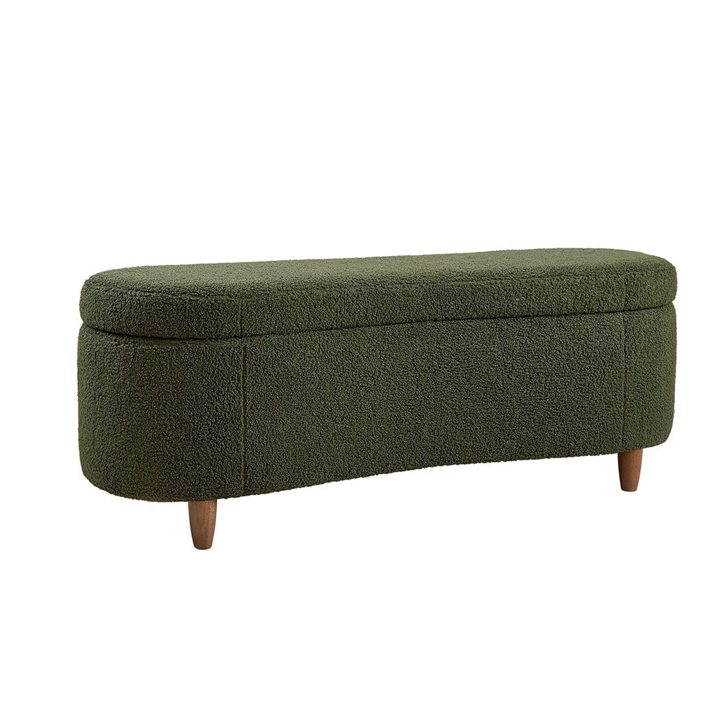 INK IVY Bailey Boucle-Style Curved Storage Accent Bench