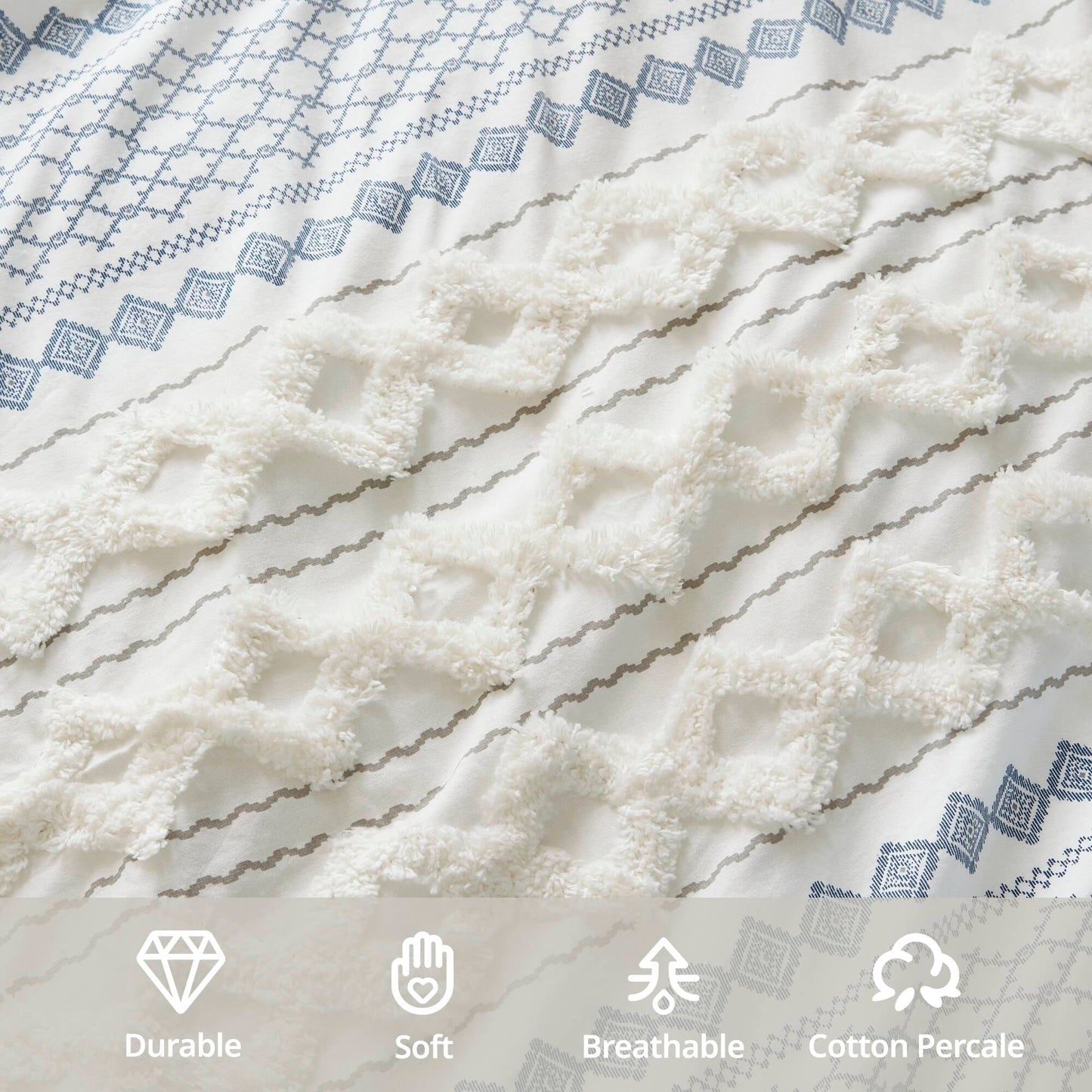 INK+IVY Imani Cotton Printed Duvet Cover Set with Chenille