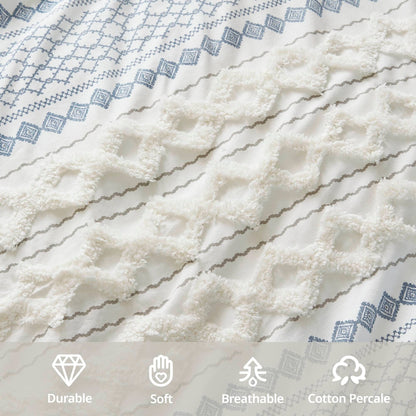 INK+IVY Imani Cotton Printed Duvet Cover Set with Chenille