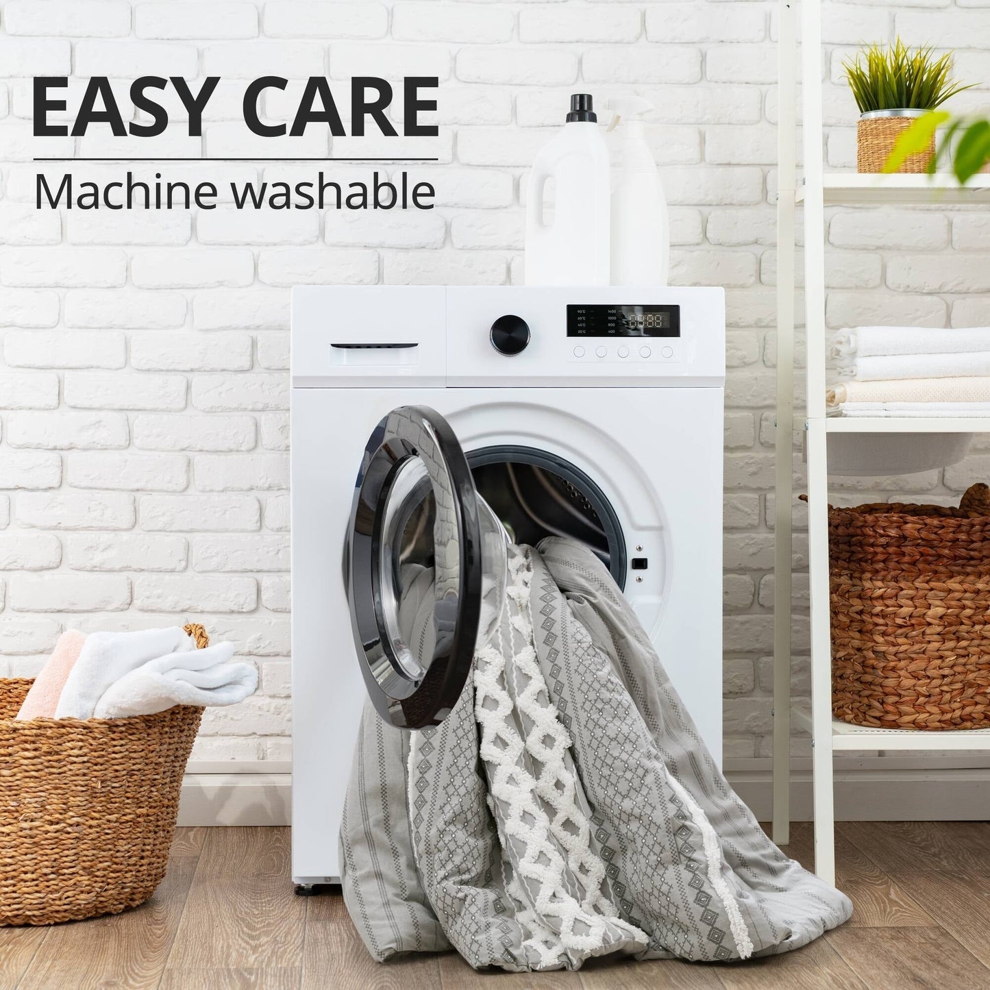 INK+IVY Imani Cotton Printed Duvet Cover Set with Chenille