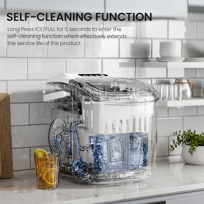 Ice Makers Countertop, Portable Ice Maker Machine with Handle, Self-Cleaning Ice Maker, for Home/Office/Kitchen