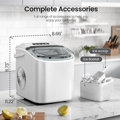 Ice Makers Countertop, Portable Ice Maker Machine with Handle, Self-Cleaning Ice Maker, for Home/Office/Kitchen