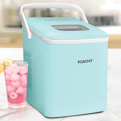 Igloo 26-Pound Automatic Self-Cleaning Portable Countertop Ice Maker Machine With Handle, Aqua