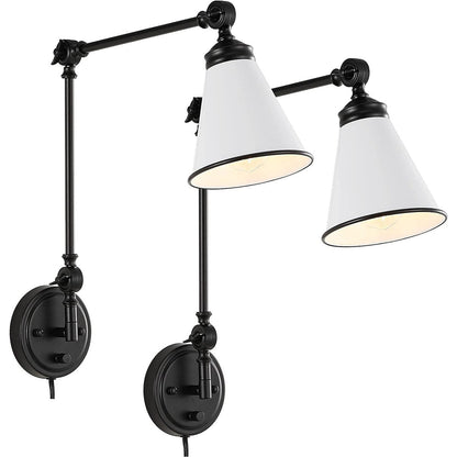 WINGBO Industrial Swing Arm Wall Sconce with Metal Shade,2-Pack...
